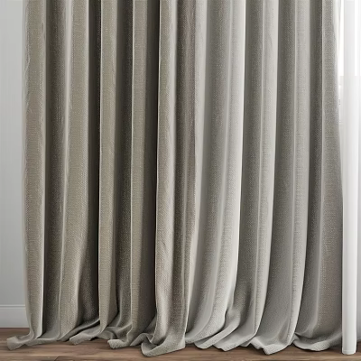 Light Gray Fabric Curtains with Modern Elegant Drape for Window Treatment 3d model