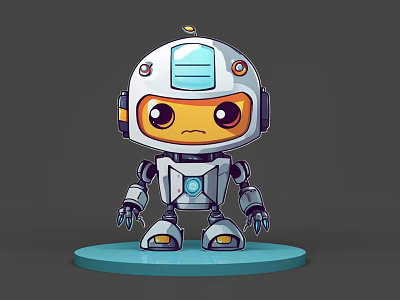 Robot Mecha White Robot Happy Robot Photo Board Hand-held Cartoon Characters Cartoon Characters Characters 3d model