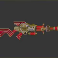 Futuristic Sci-Fi Weapon Red And Silver Mechanical Design With Detailed Components 3d model