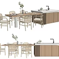 Modern Minimalist Dining Table Set With Light Wooden Chairs And Matching Cabinet