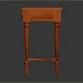 Orange Wooden Console Table Design With Single Drawer Lower Shelf And Slender Legs