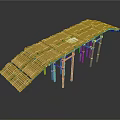 Traditional Bamboo Shelter With Sloped Tiled Roof And Support Poles