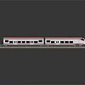 Modern High Speed Train with Sleek White Red Stripe Design on Railway Track 3d model