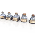 Small Glass Herb Storage Bottles With Rosemary Basil Lavender Buds Rose Petals Aloe Vera