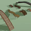 Scenic Landscape Bridges With Various Curved Wooden Designs And Unique Structures