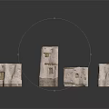 Traditional Architecture Small Building Models With Stone Walls And Windows