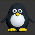 Cute Penguin Toy With Big Eyes Blue Body White Belly Yellow Beak Feet