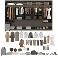 Modern Wardrobe Interior Organization With Multiple Hanging Rods Drawers Storage Boxes Bags And Shoes