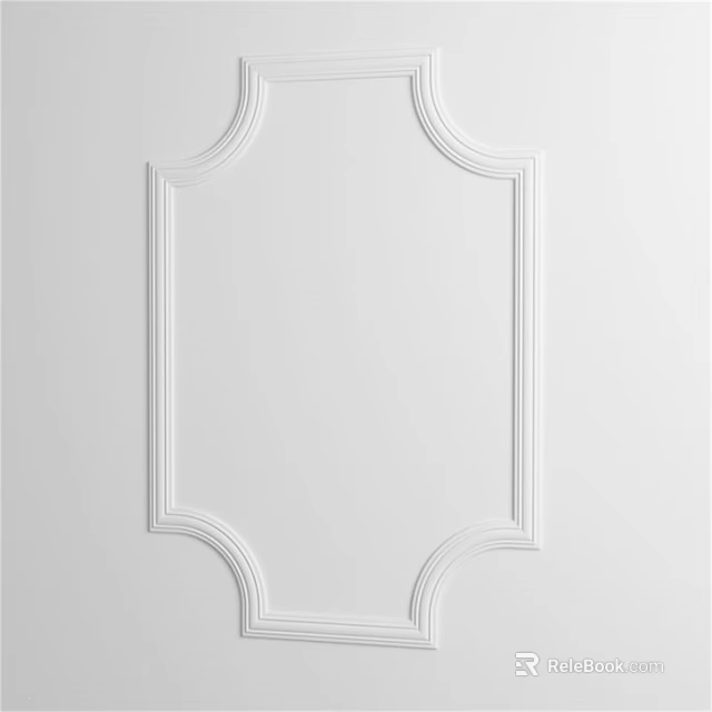 White Sculptural Carving for Wall Decoration with Elegant Curved Patterns 3d model 