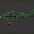 Vintage Green and Yellow Biplane Model with Twin Engines and Retro Design