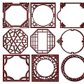 New Chinese Style Flower Lattice Window Carved Hollow Carved Window Corner Carved Gypsum Line Carved Window Pattern Carved 3d model