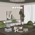 Elegant Modern Green Sofa and Round Coffee Table Set with Armchair Zebra Print Ottoman