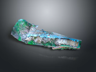 Colorful Natural Mineral Specimen With Green Blue White Hues And Shiny Crystal Texture 3d model
