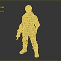 Military Soldier 3D Model With Tactical Vest Knee Pads And Rifle