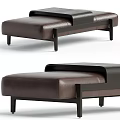 Modern Brown Leather Stool With Black Metal Frame And Minimalist Contemporary Design