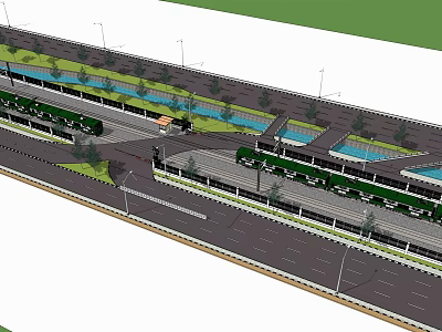 Modern Road City Main Road Traffic Intersection City Train Train Intersection Old Train 3d model