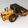 Yellow Road Roller With Large Drum For Construction Site Compacting Work 3d model
