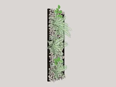 Vertical Living Wall Design with Various Green Plants and Decorative Foliage 3d model