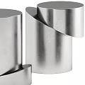 Modern Silver Metal Side Tables With Cylindrical Twisted Structure And Sleek Design 3d model