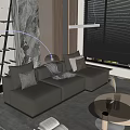 Modern Living Room Interior Featuring Gray Sofa Cushions Throw Blanket Glass Coffee Table And Blinds