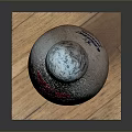 Vintage Bowling Pin With Red White Stripes And Logo On Wooden Base