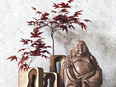 New Chinese Style Ornaments Combination Zen Buddha Sculpture Decoration Ornaments 3d model