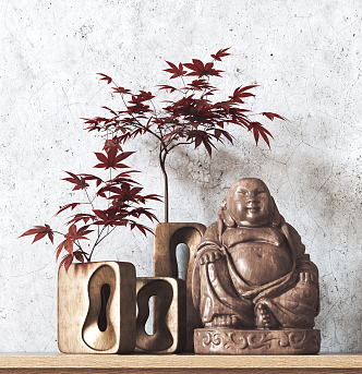 New Chinese Style Ornaments Combination Zen Buddha Sculpture Decoration Ornaments 3d model