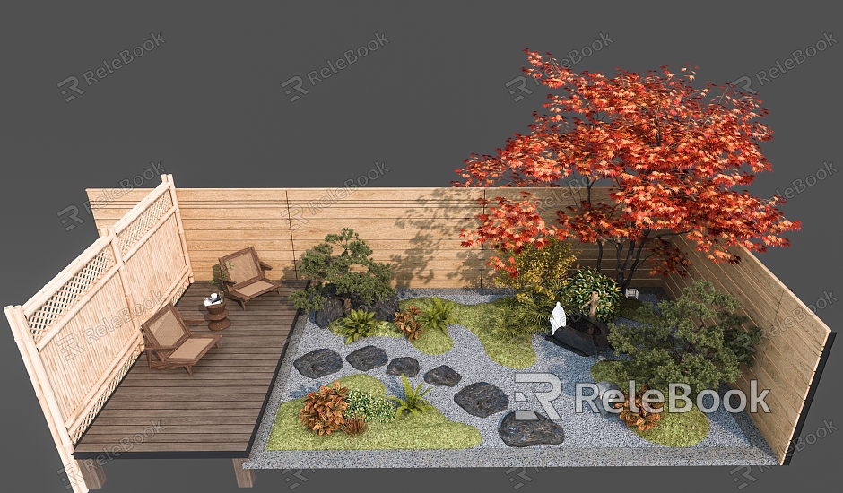 Modern courtyard landscape model