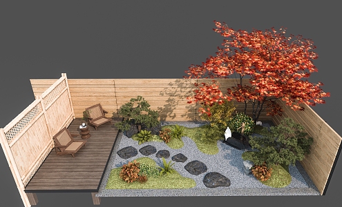 Modern courtyard landscape 3d model