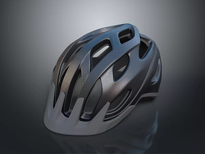 Modern Black Sports Helmet With Carbon Fiber Texture And Ventilation Holes 3d model