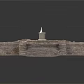 Ancient Stone Platform Featuring Small Pavilion Stone Bricks And Metal Grid 3d model