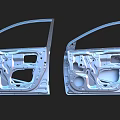 Automotive Car Door Frame Structure With Metal Components And Internal Openings