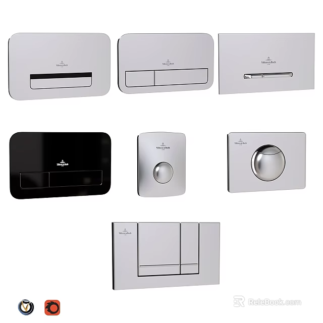 Various Styles Daily Washing Products In Silver And Black Modern Design Cases 3d model 