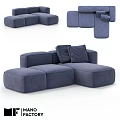 Blue Modular Two Seater Sofa With Soft Upholstery And Plush Cushions