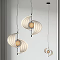 Modern Spiral Pendant Lights With White Shell Gold Frame And Round Bulb In Interior