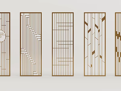 Modern Decorative Metal Partition Screens With Geometric Pattern Designs 3d model