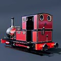 Vintage Red Steam Train With Black Chimney And Retro Design On Tracks
