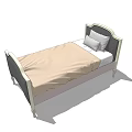 Simple Single Bed Design With Dark Headboard Light Sheet And Pillow 3d model