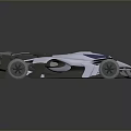 Futuristic Silver Race Car With Blue Accents And Sleek Aerodynamic Body Design