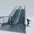 Modern Escalator with Transparent Glass Handrails and Illuminated Yellow Steps Design