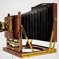 Vintage Large Format Wooden Bellows Camera Design Elements in Modern Smartphone Digital Products