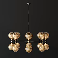 Elegant Modern Chandelier Design With Crystal Globe Shades And Gold Hanging Elements