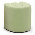 Modern Multicolor Sofa Stool With Round Curved Design And Soft Fabric Upholstery