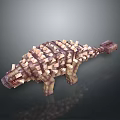 3D Block Dinosaur Model With Spiked Back And Pixel Art Design