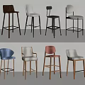 Modern Bar Stools With Various Designs Colors And Materials For Stylish Decor 3d model