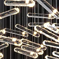 Modern Chandelier with Hanging LED Tubes in Circular Bright Lighting Design