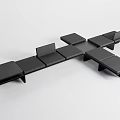 Modern Black Modular Sectional Sofa With Multiple Seating Units And Side Tables 3d model