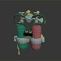Household Item With Green Pink Bottles Connected By Green Hoses Yellow Components And White Straps
