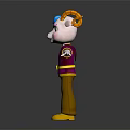 Cartoon Sheep Character With Purple Shirt Yellow Pants Orange Horns And Open Arms Pose