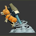 Cute Orange White Corgi Game Character With Hovering Jetpack And Blue Stream Effects